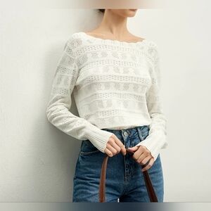 Elegant White Knit Sweater
